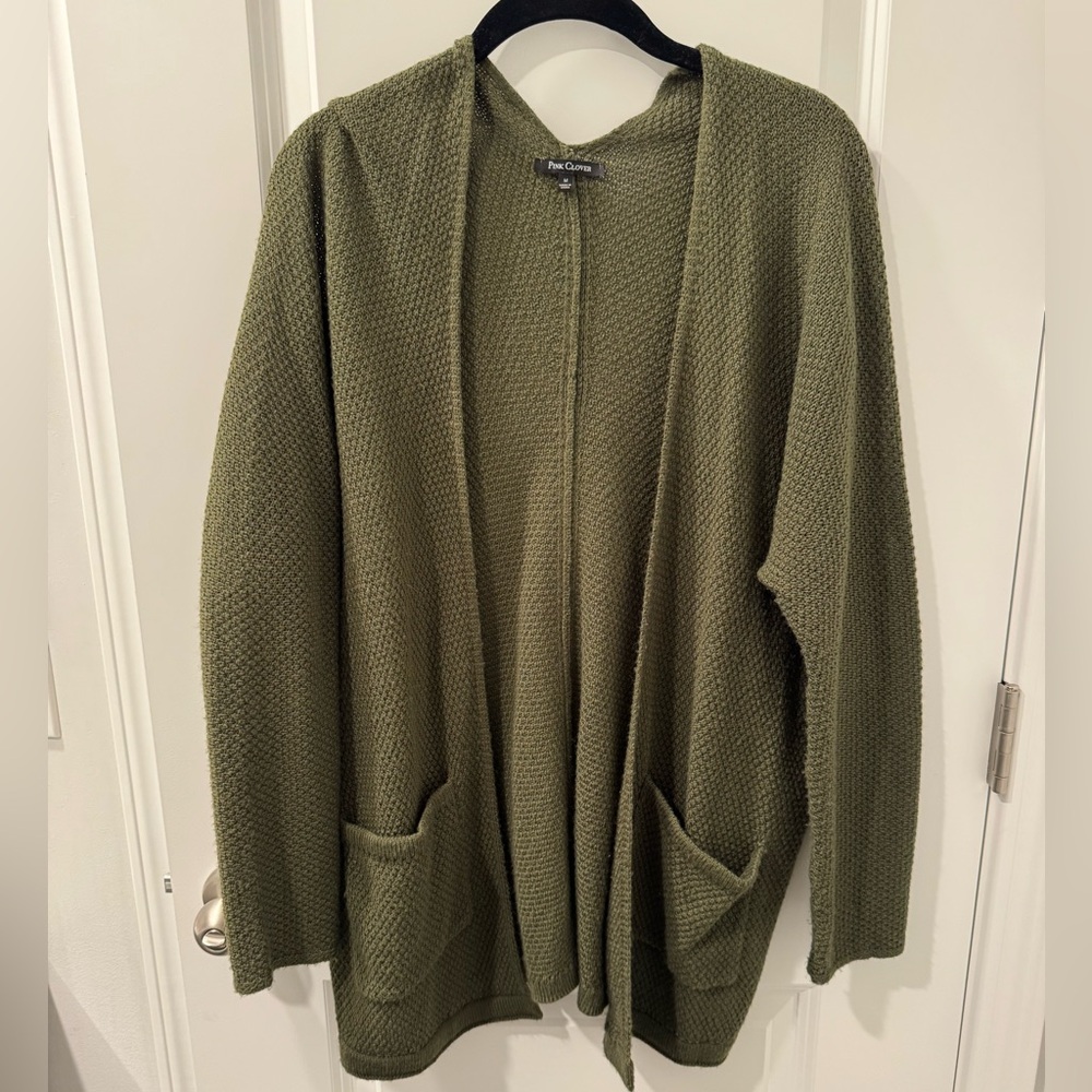 Pink Clover Forest Green Cardigan